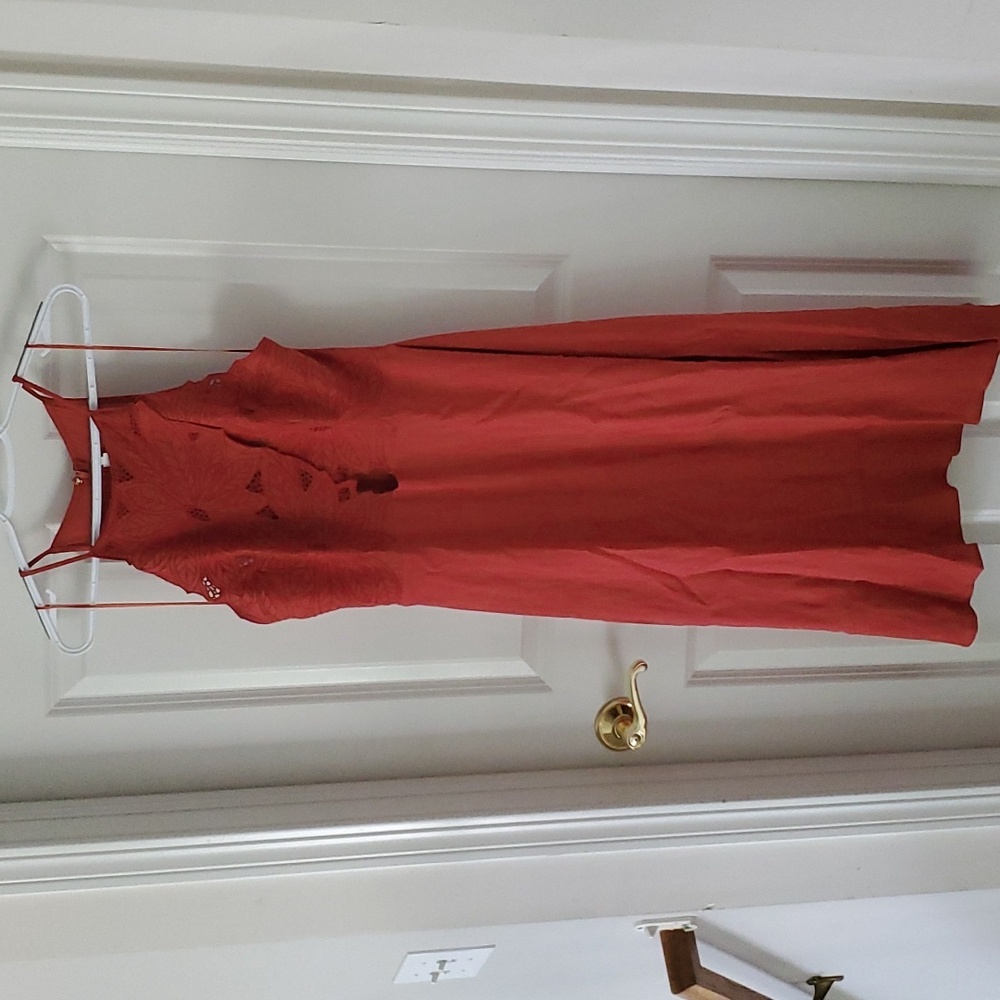 Astr The Label Rust Color Embroidered Halter Dres… - image 1